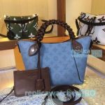 Grade Replica L---V Hina Blue Genuine Leather Women's Bucket  Handbag